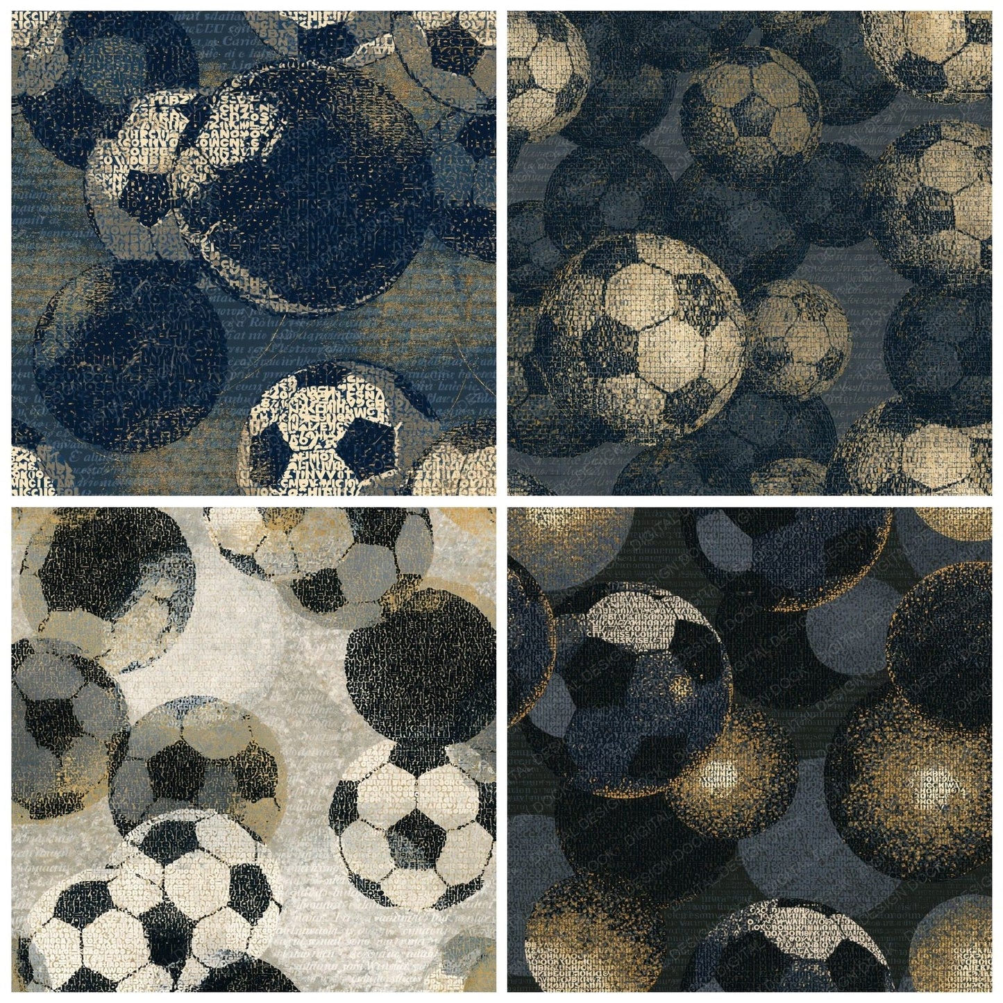 ASCII Soccer Midnight Bone Gold Digital Paper Pack (DDD014725)