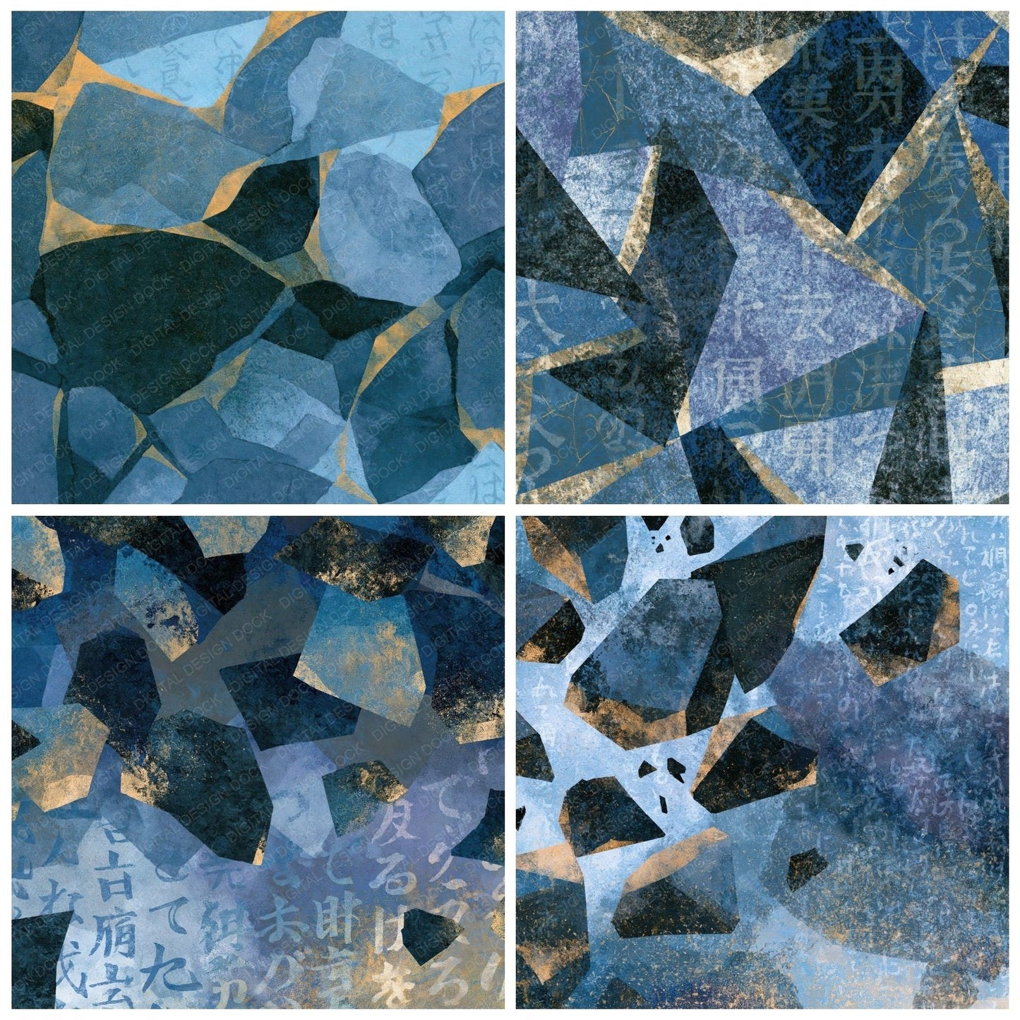 Egg Tempera Obsidian Shards Slate Indigo Digital Paper Pack (DDD014728)