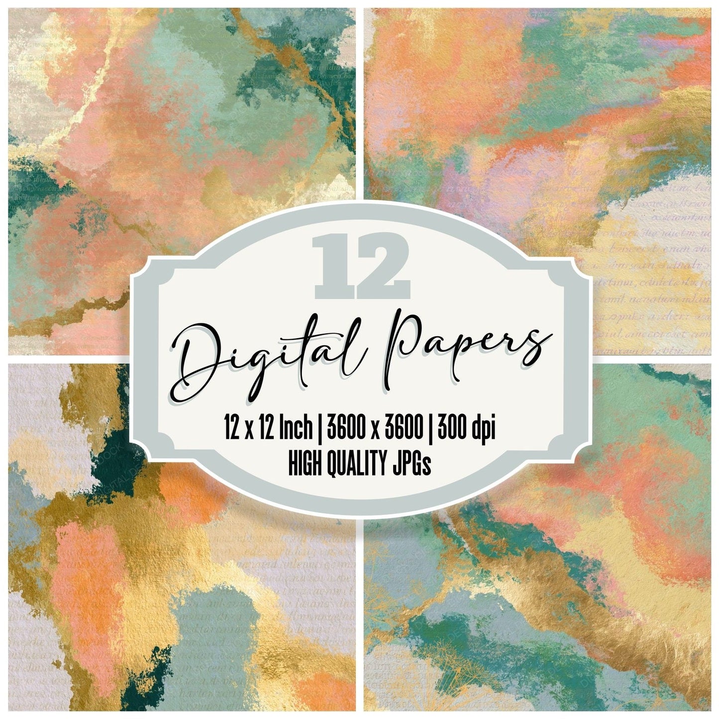 Infrared Peach Mint Butter Abstract Digital Paper Pack (DDD014729)