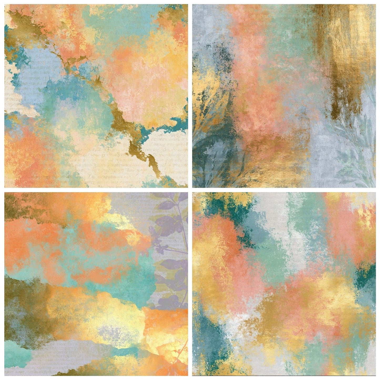 Infrared Peach Mint Butter Abstract Digital Paper Pack (DDD014729)