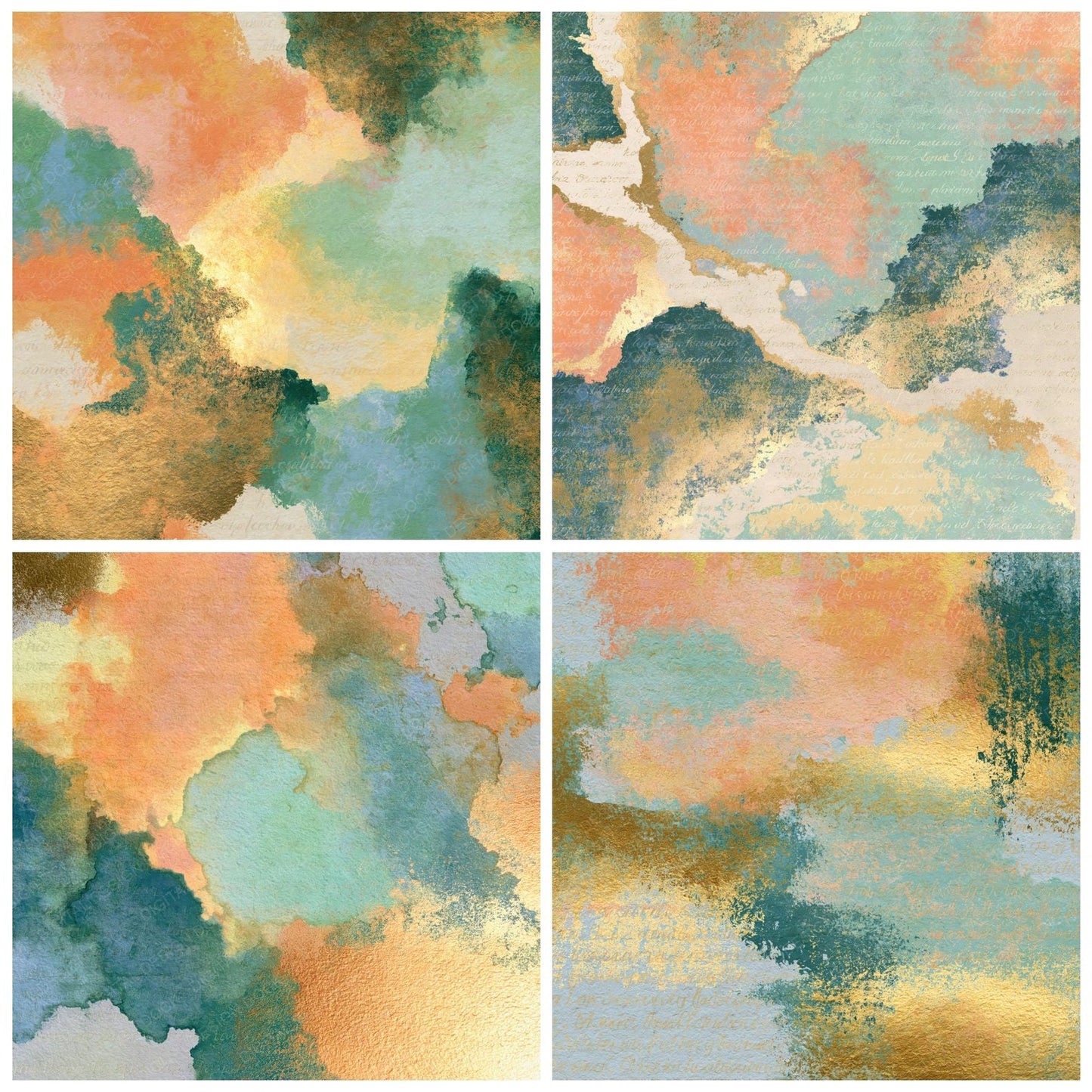 Infrared Peach Mint Butter Abstract Digital Paper Pack (DDD014729)