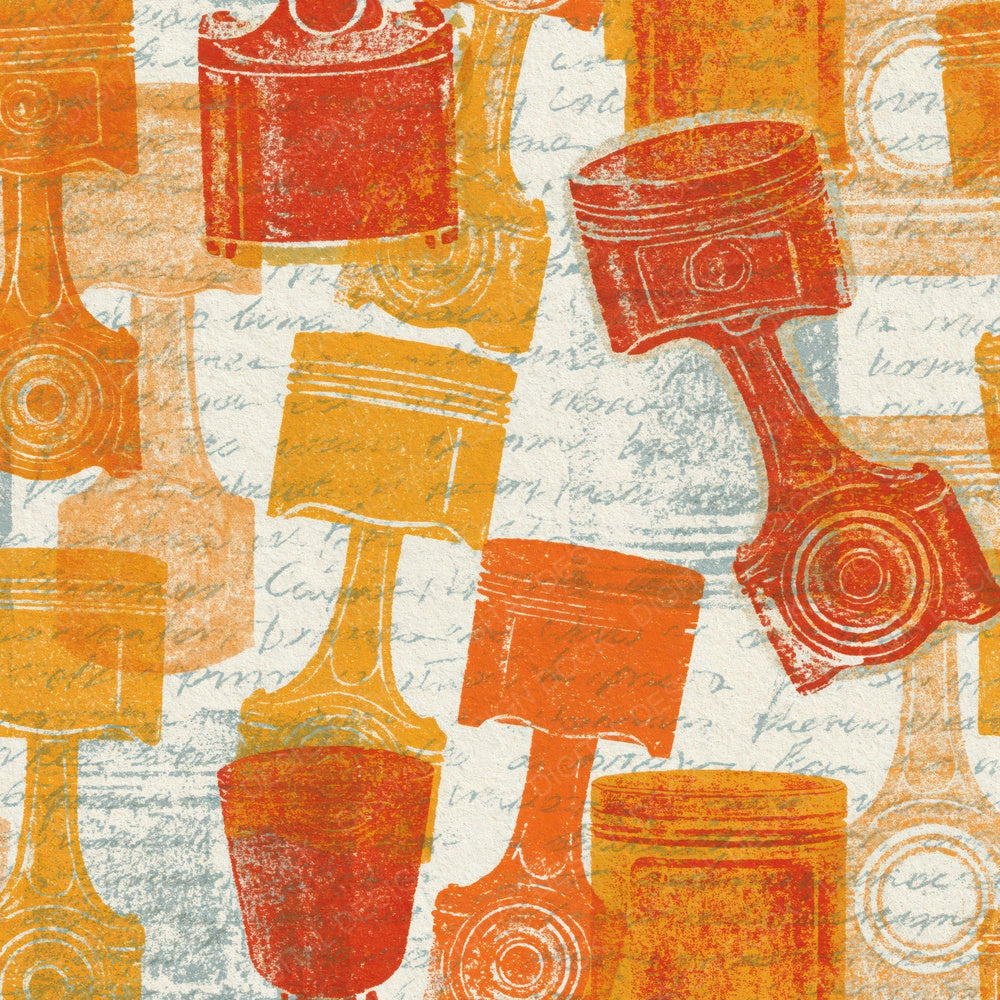 Lithograph Piston Engine Burnt Orange Cream Digital Paper Pack (DDD014732)