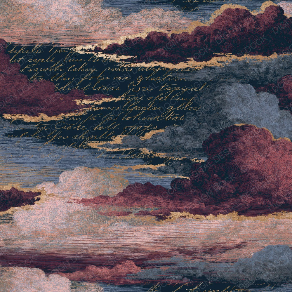 Maximalist Stratus Clouds Rose Wine Navy Digital Paper Pack (DDD014733)