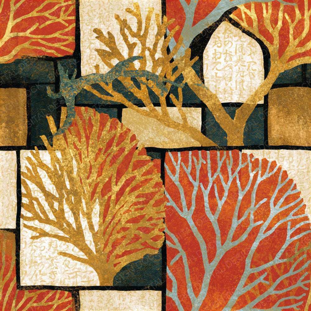Mosaic Coral Amber Cream Seamless Digital Paper Pack (DDD014734)