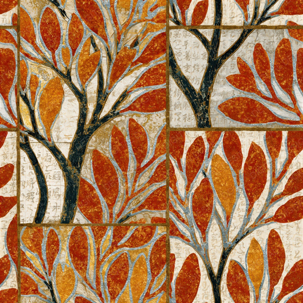 Mosaic Coral Amber Cream Seamless Digital Paper Pack (DDD014734)