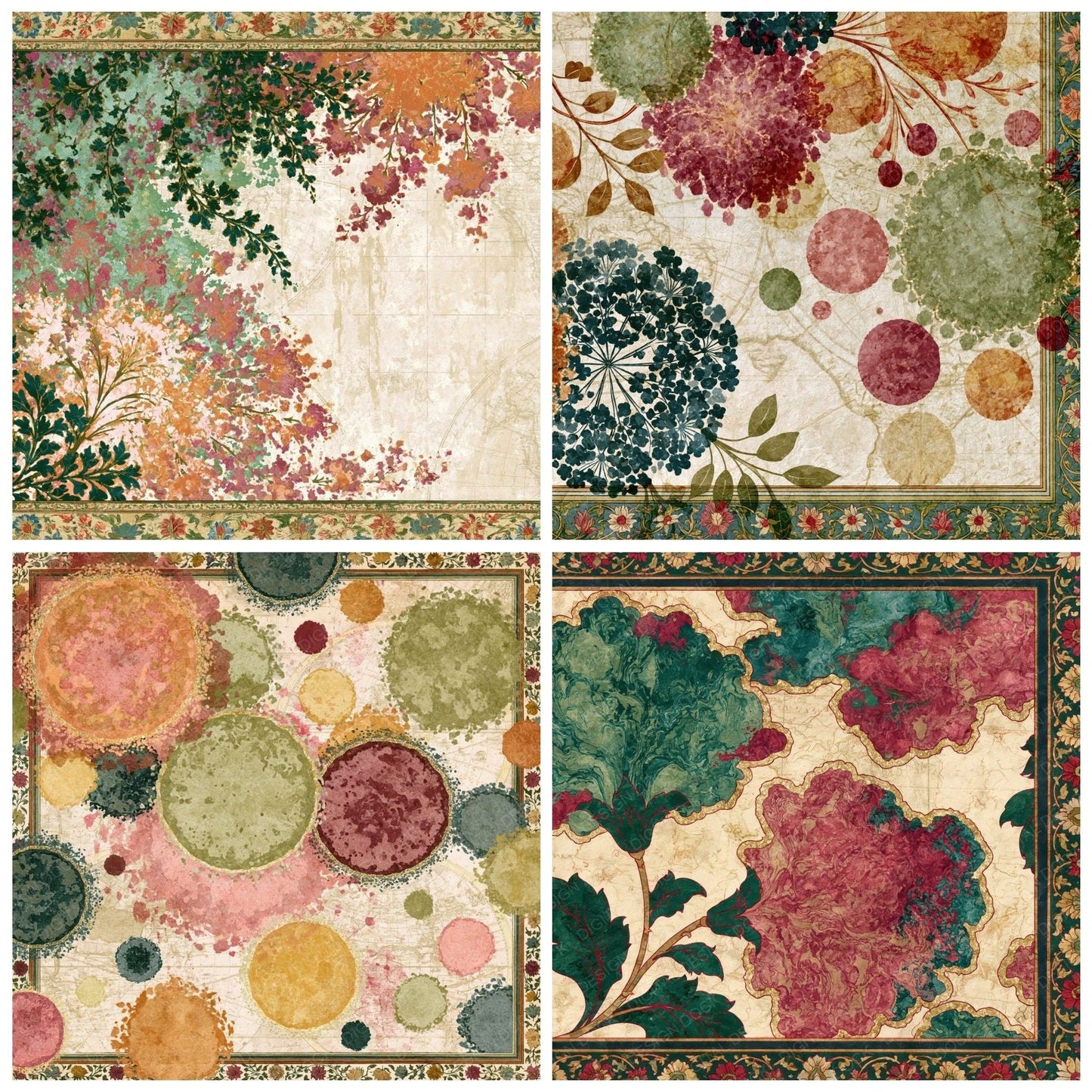 Mughal Plasma Pistachio Raspberry Digital Paper Pack (DDD014735)