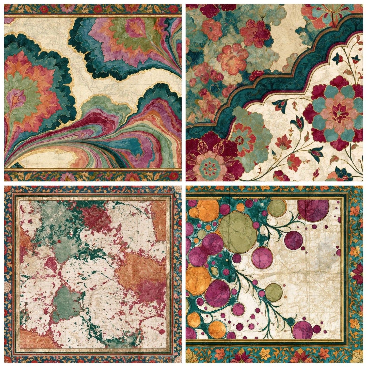 Mughal Plasma Pistachio Raspberry Digital Paper Pack (DDD014735)