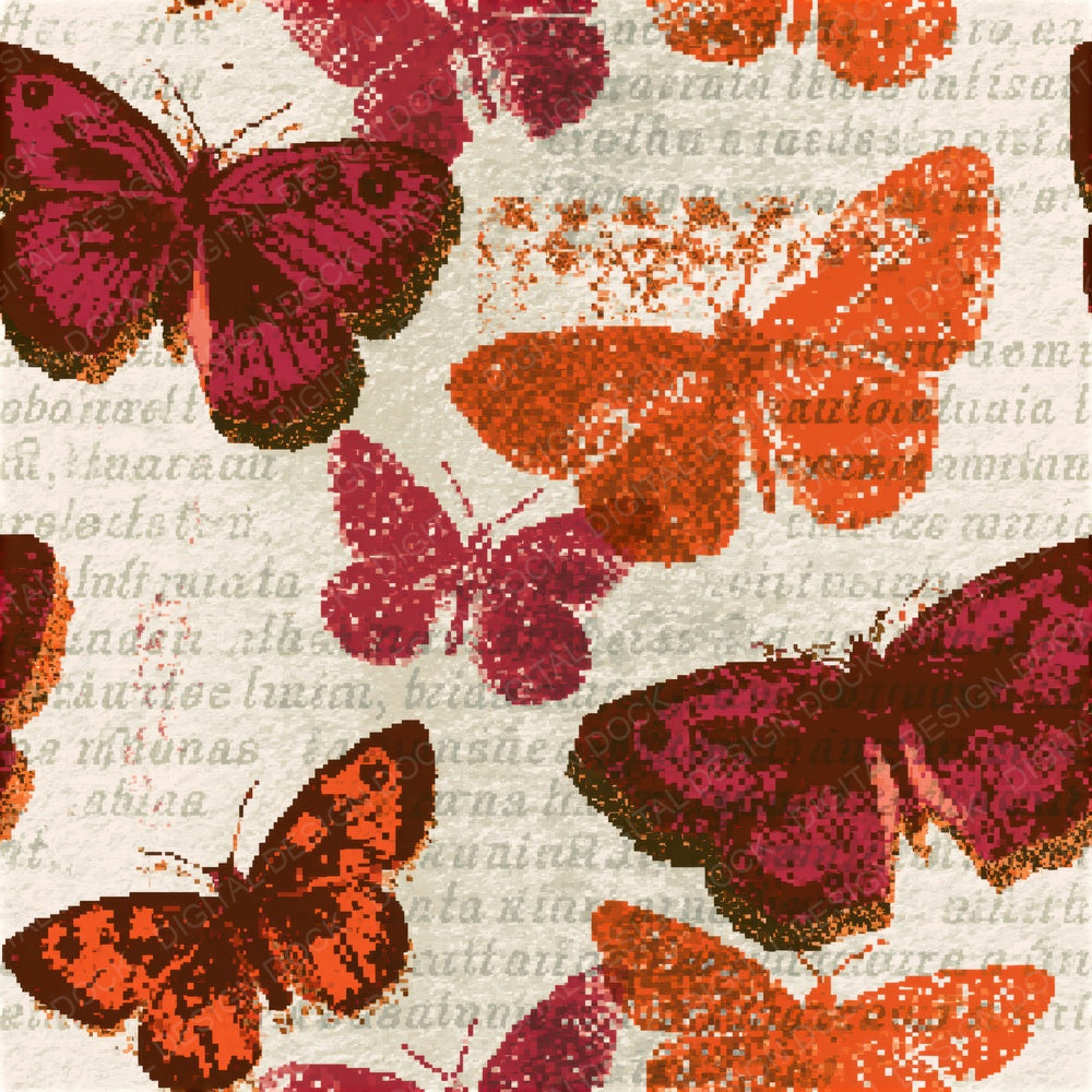 Pixel Moth Cherry Orange Seamless Digital Paper Pack (DDD014736)