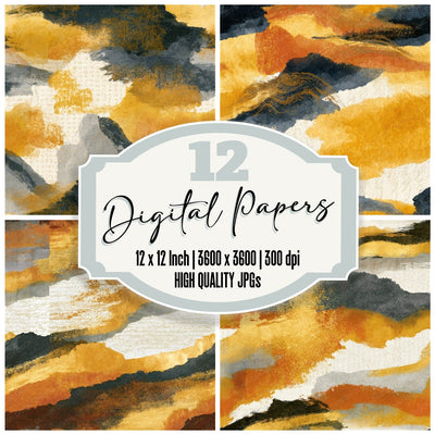 Sumi-e Ink Wash Amber Digital Paper Pack (DDD014741)