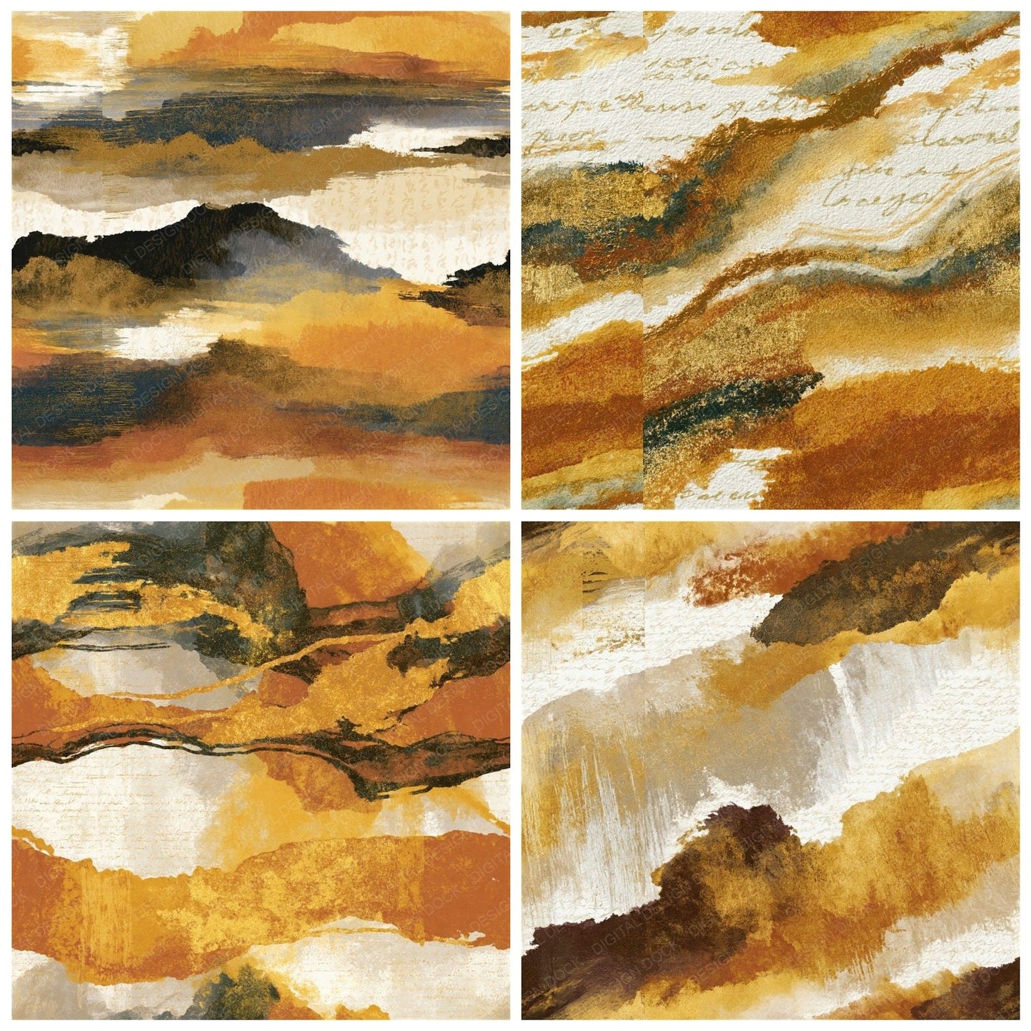 Sumi-e Ink Wash Amber Digital Paper Pack (DDD014741)