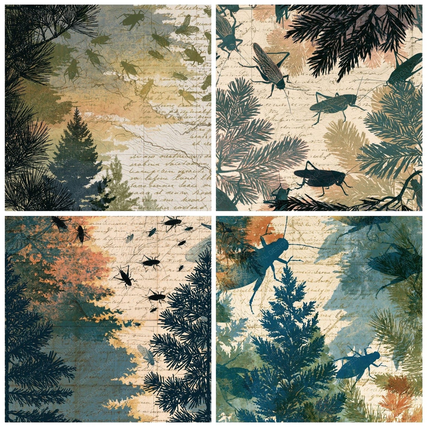 Antique Map Cricket Pine Cream Digital Paper Pack (DDD014745)