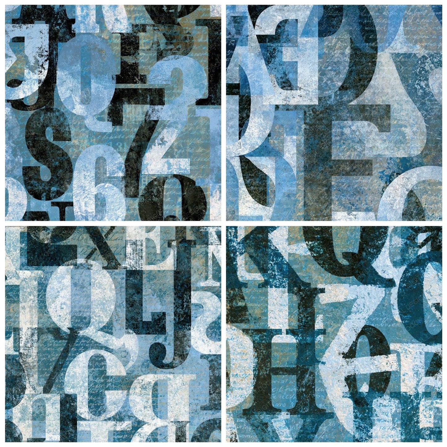 ASCII Burins Icy Blue White Digital Paper Pack (DDD014746)