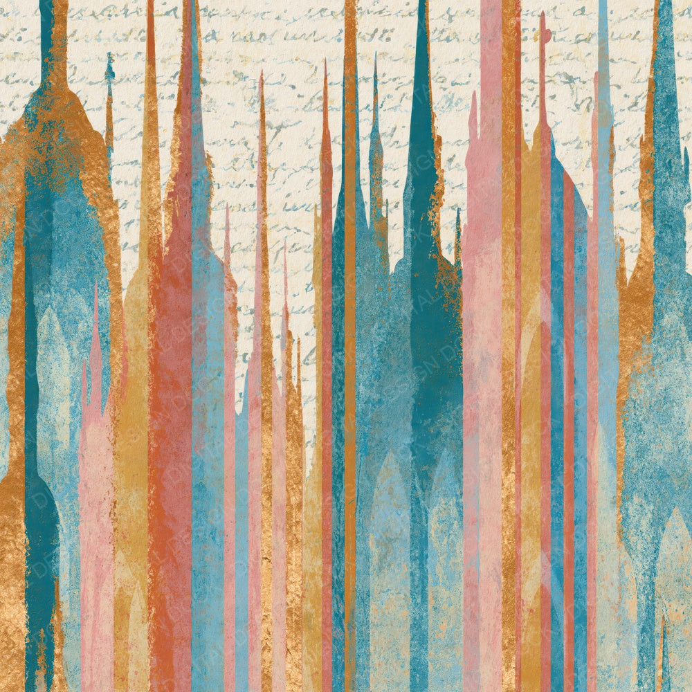 Bohemian Church Spires Turquoise Pink Ochre Digital Paper Pack (DDD014747)