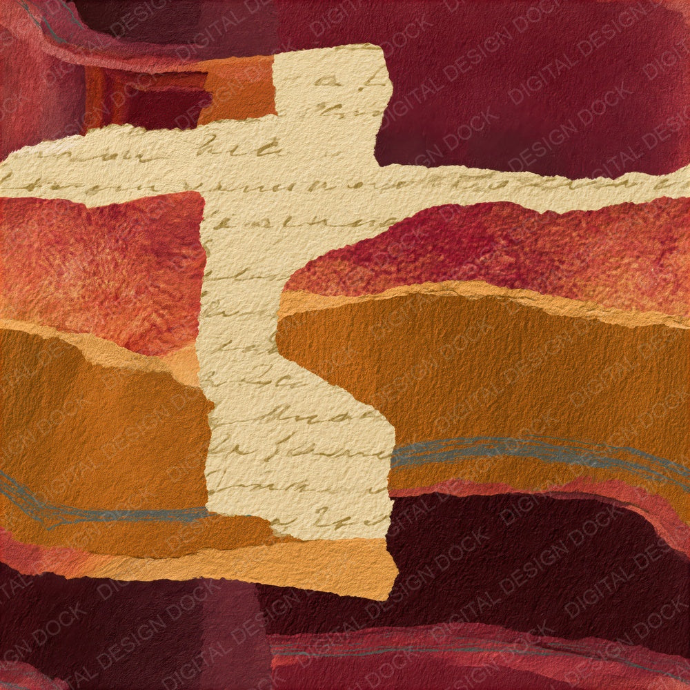 Collage Cinnamon Burgundy Abstract Seamless Digital Paper Pack (DDD014748)