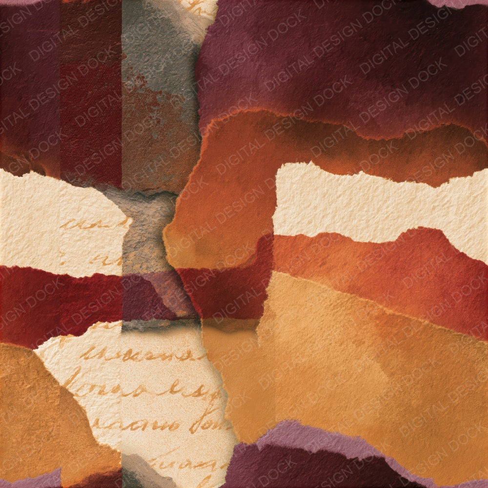 Collage Cinnamon Burgundy Abstract Seamless Digital Paper Pack (DDD014748)