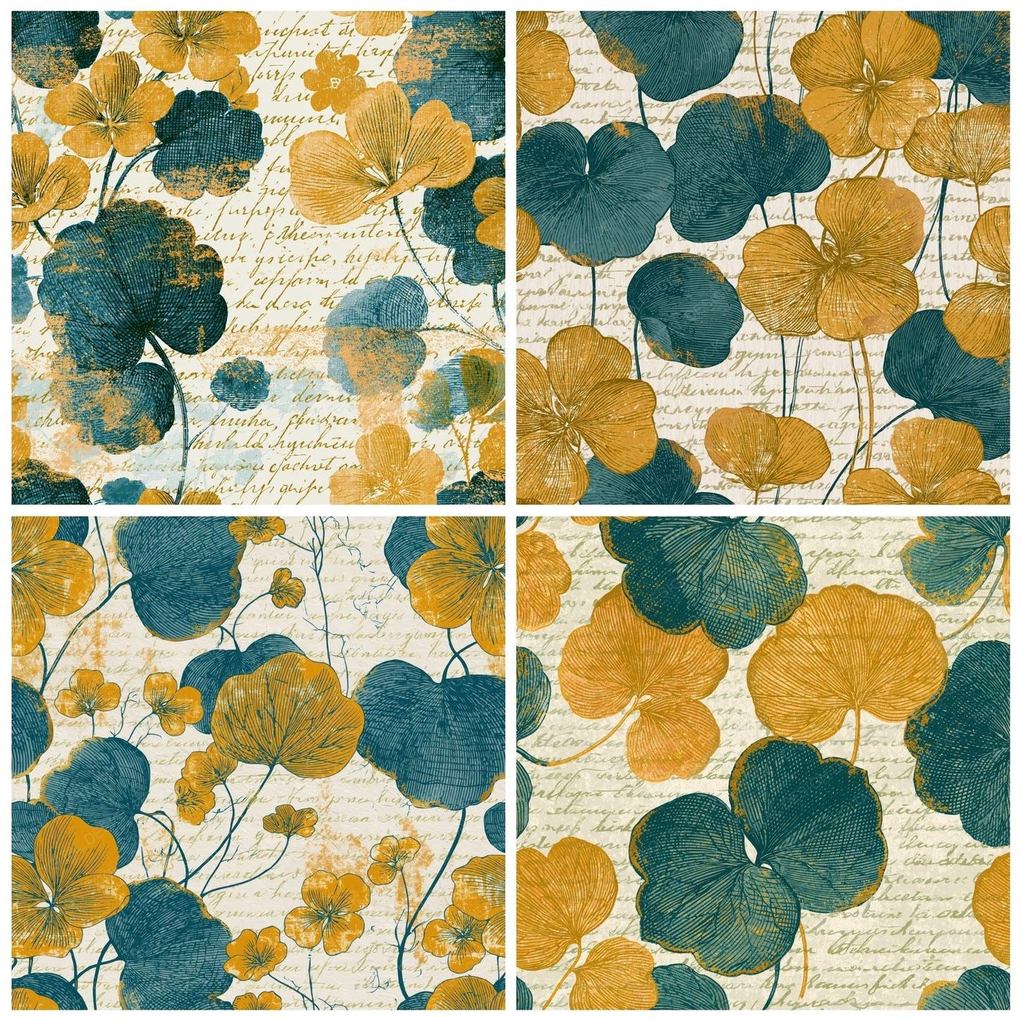 Engraving Baby Tears Mustard Teal Digital Paper Pack (DDD014749)