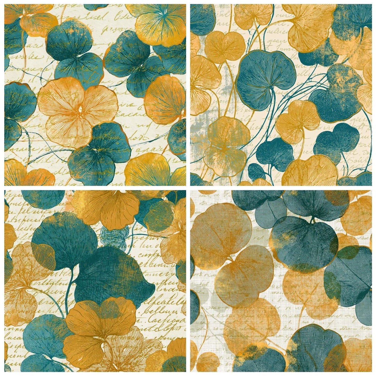 Engraving Baby Tears Mustard Teal Digital Paper Pack (DDD014749)