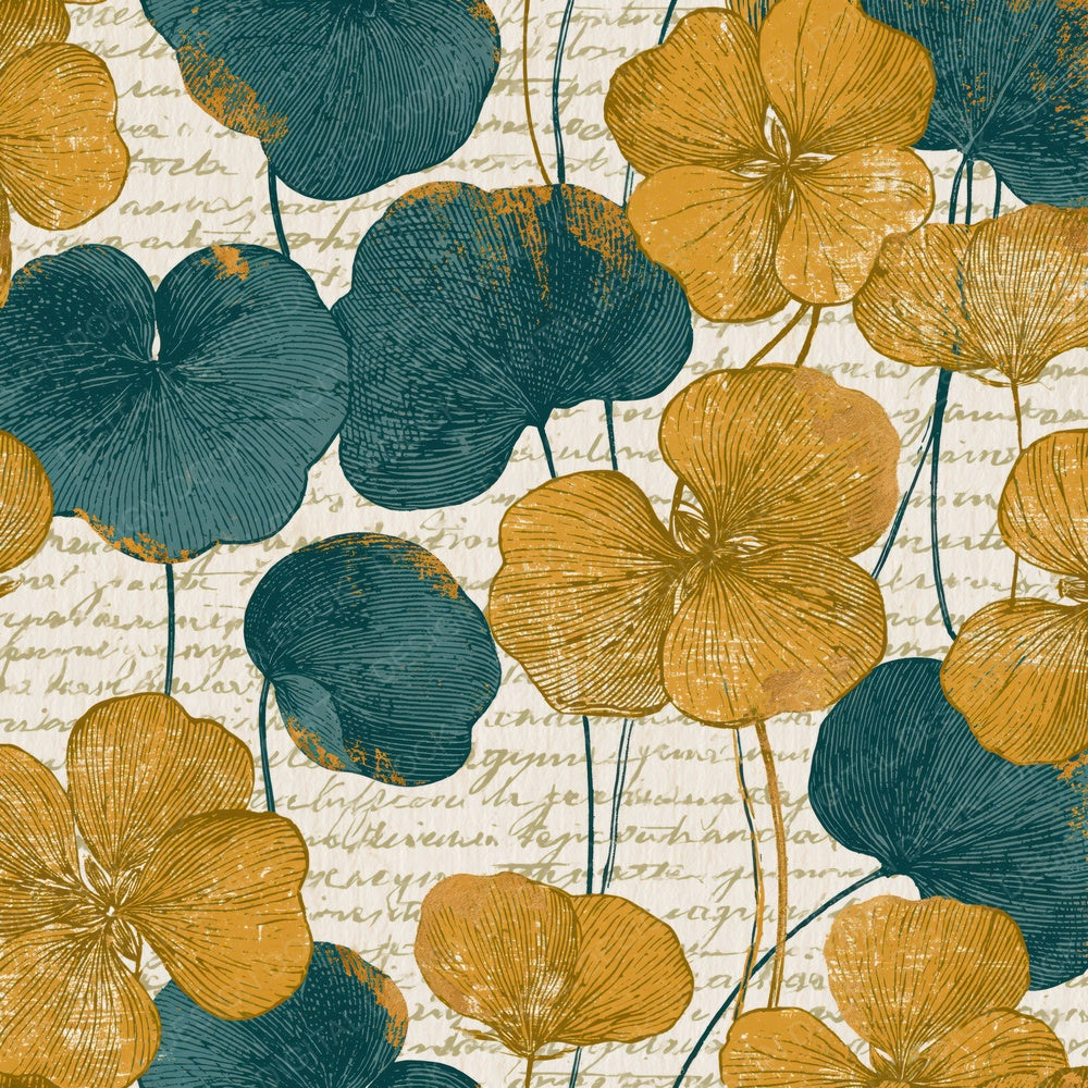 Engraving Baby Tears Mustard Teal Digital Paper Pack (DDD014749)
