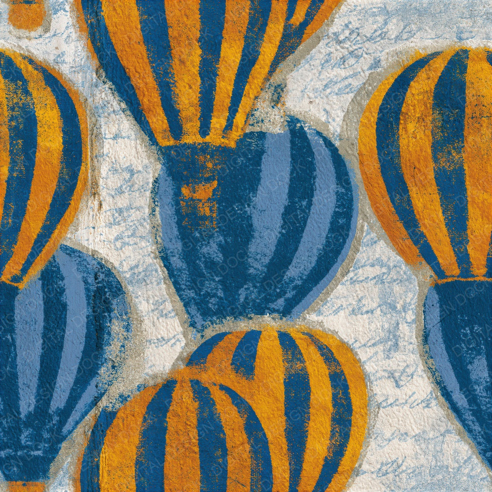 Graffiti Balloons Cobalt Yellow Seamless Digital Paper Pack (DDD014750)