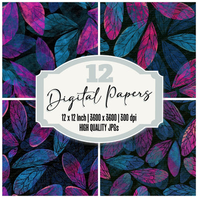 Layered Fairy Wings Pink Cyan Digital Paper Pack (DDD014751)