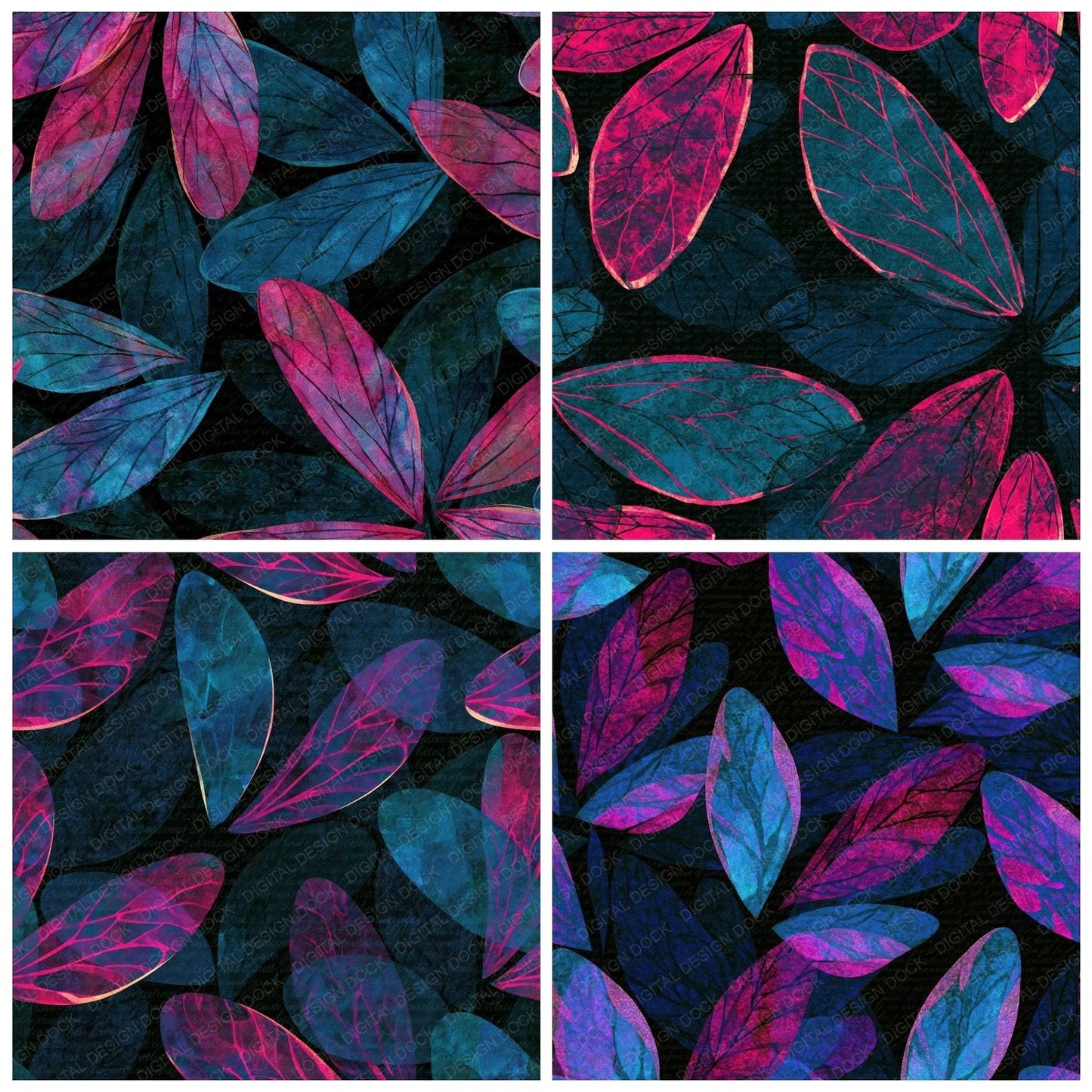 Layered Fairy Wings Pink Cyan Digital Paper Pack (DDD014751)