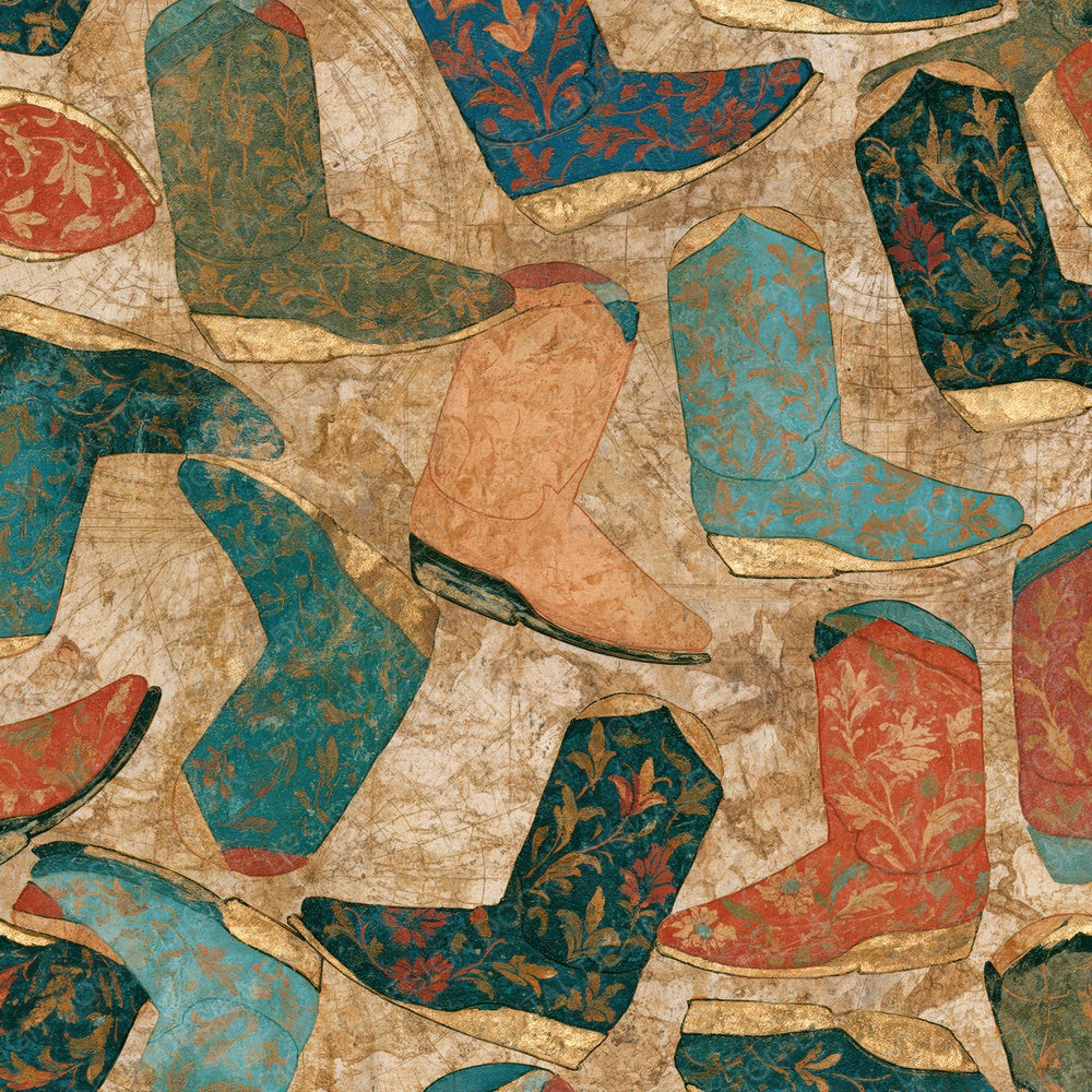 Mughal Tiny Boots Peach Olive Turquoise Digital Paper Pack (DDD014754)