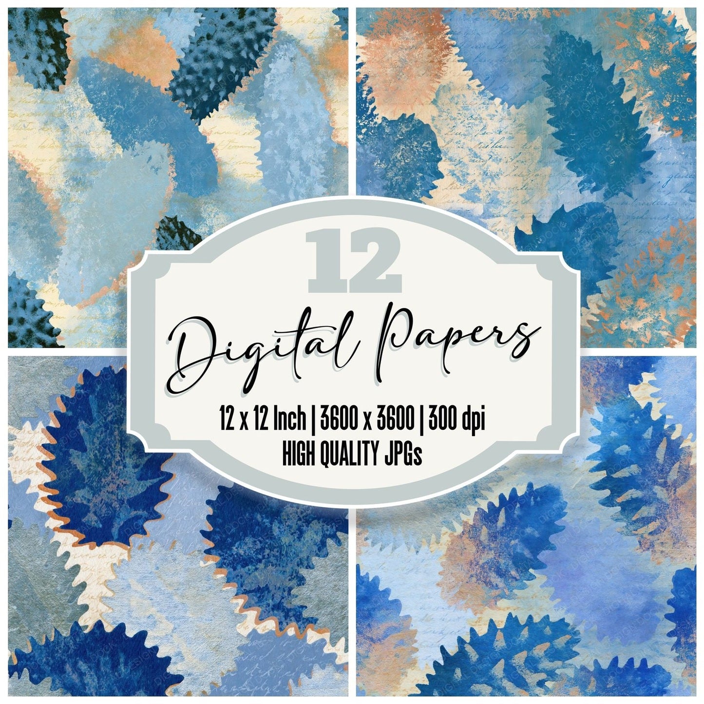 Photogram Sea Cucumber Sapphire Ivory Digital Paper Pack (DDD014757)