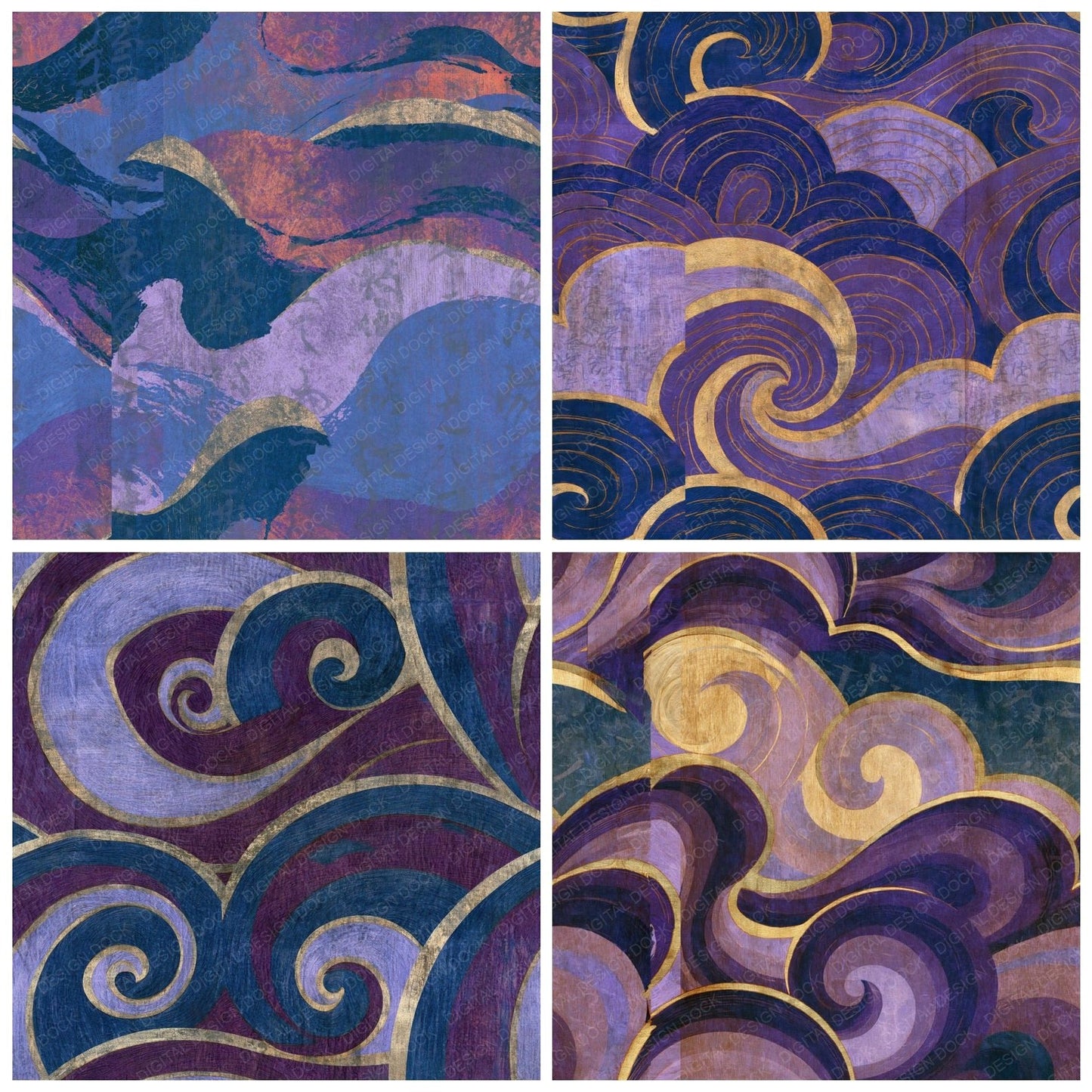 Pyrography Lavender Curves Seamless Digital Paper Pack (DDD014761)