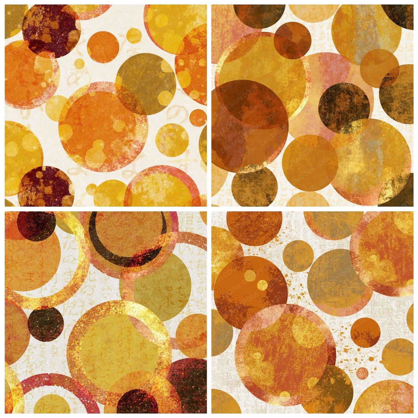 Sparse Modern Neon Circles Caramel Digital Paper Pack (DDD014763)