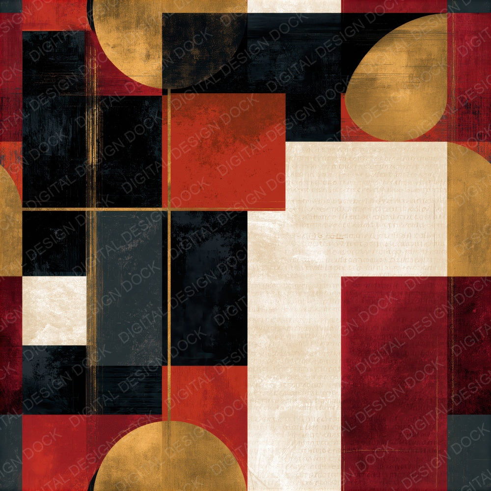 Bauhaus Black Oxblood Bone Abstract Seamless Digital Paper Pack (DDD014767)
