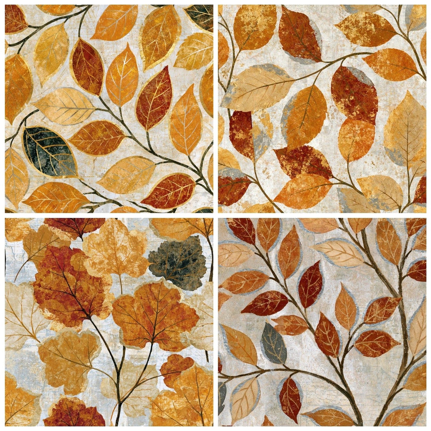 Chinoiserie Pressed Leaves Amber Bone Digital Paper Pack (DDD014768)