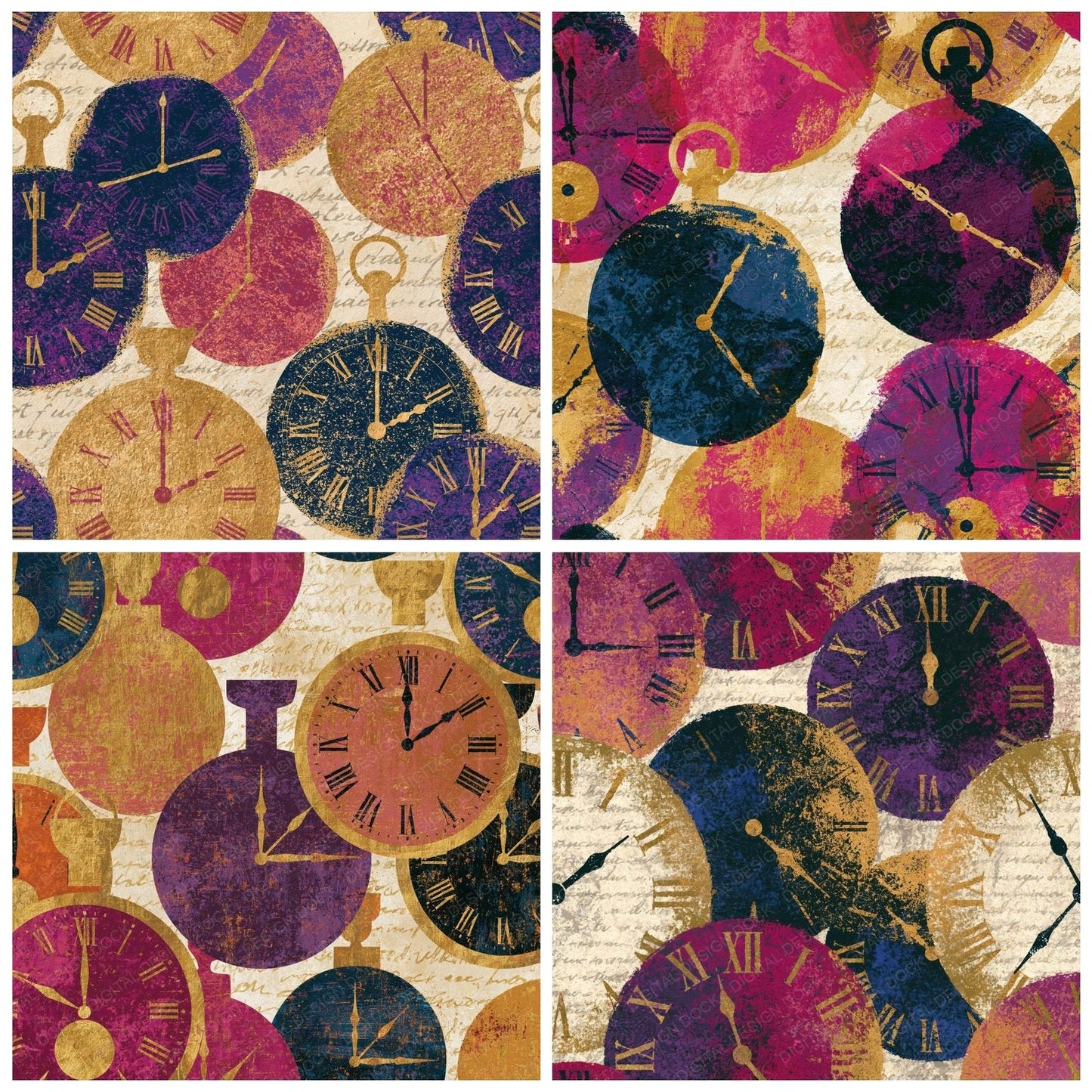 Fresco Pendulum Clocks Plum Cream Digital Paper Pack (DDD014772)