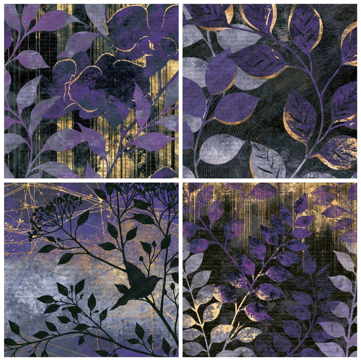 Papercut Data Streams Purple Silver Digital Paper Pack (DDD014777)