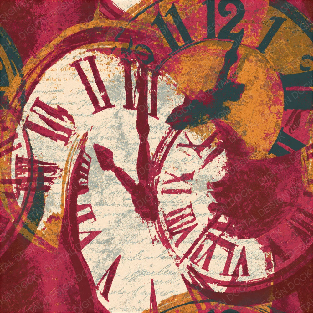 Pop Art Neon Clocks Garnet Seamless Digital Paper Pack (DDD014779)