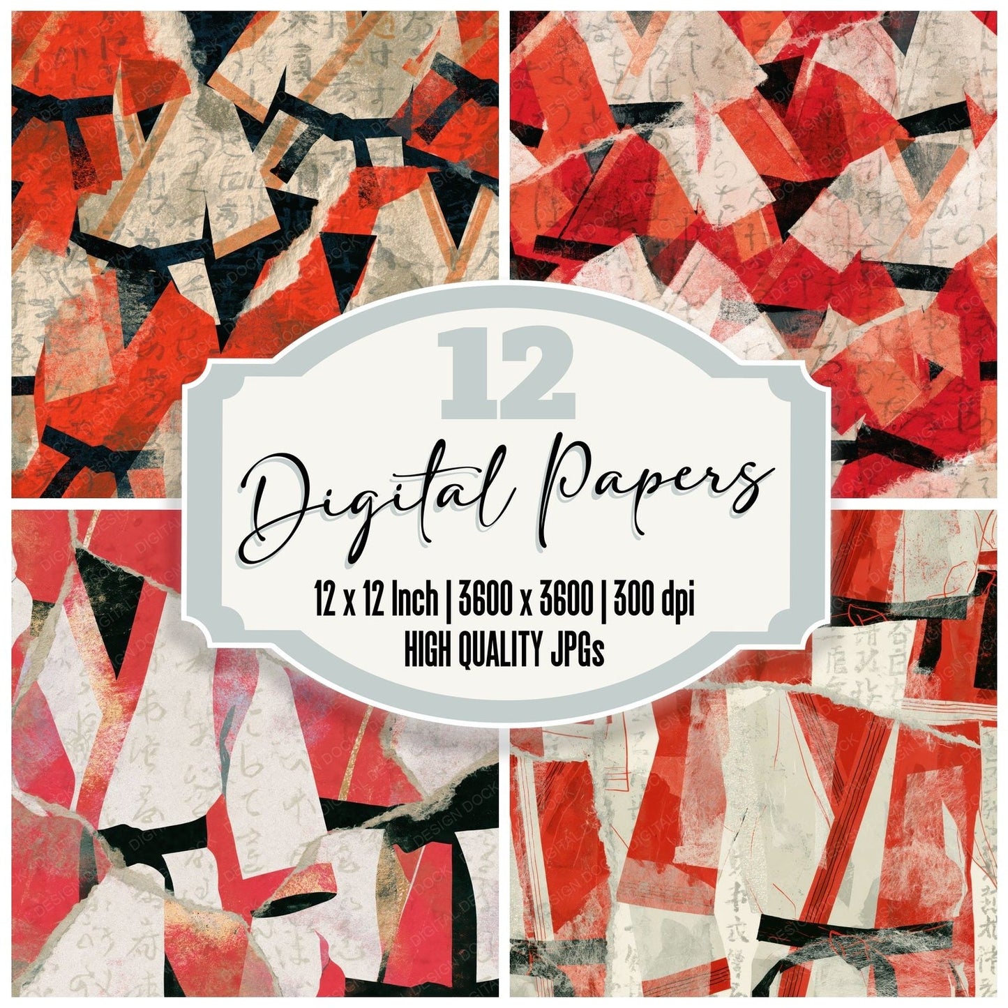 Torn Paper Karate Gis Crimson White Digital Paper Pack (DDD014782)