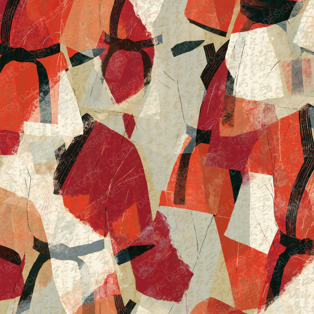 Torn Paper Karate Gis Crimson White Digital Paper Pack (DDD014782)