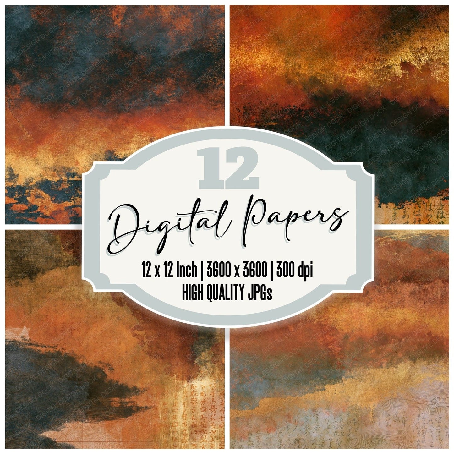 Antique Map Copper Rust Texture Digital Paper Pack (DDD014785)