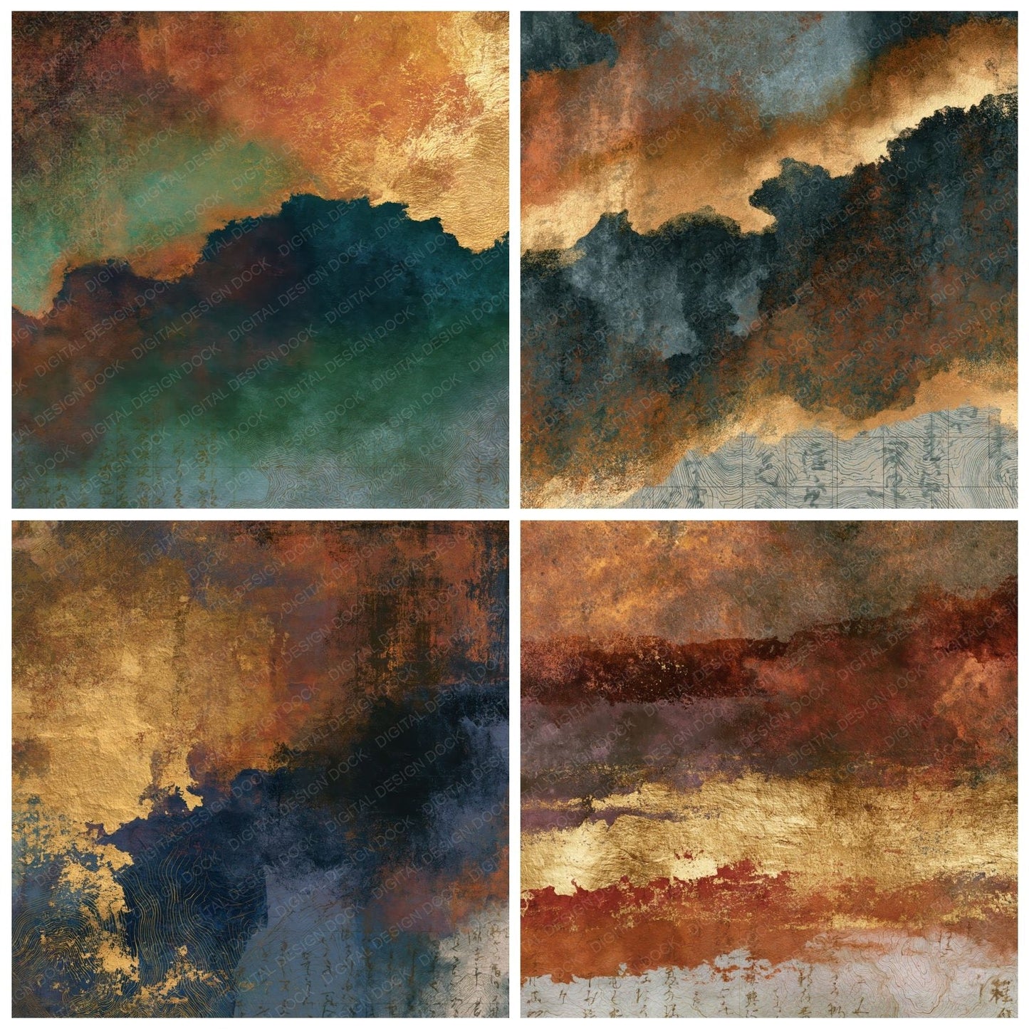 Antique Map Copper Rust Texture Digital Paper Pack (DDD014785)