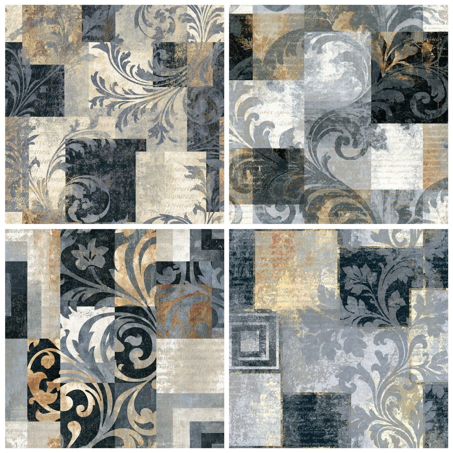 Baroque Geometric Blocks Gunmetal Pearl Digital Paper Pack (DDD014786)