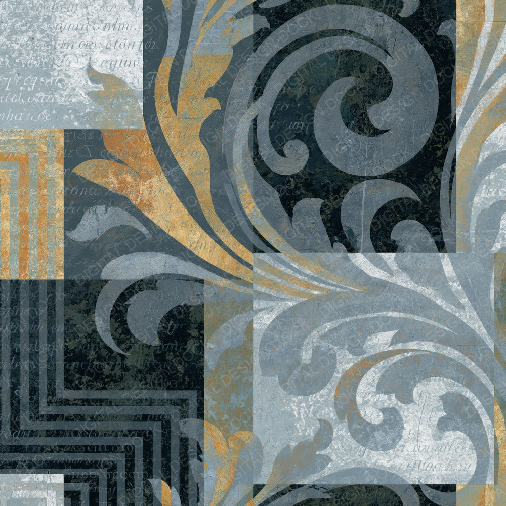 Baroque Geometric Blocks Gunmetal Pearl Digital Paper Pack (DDD014786)