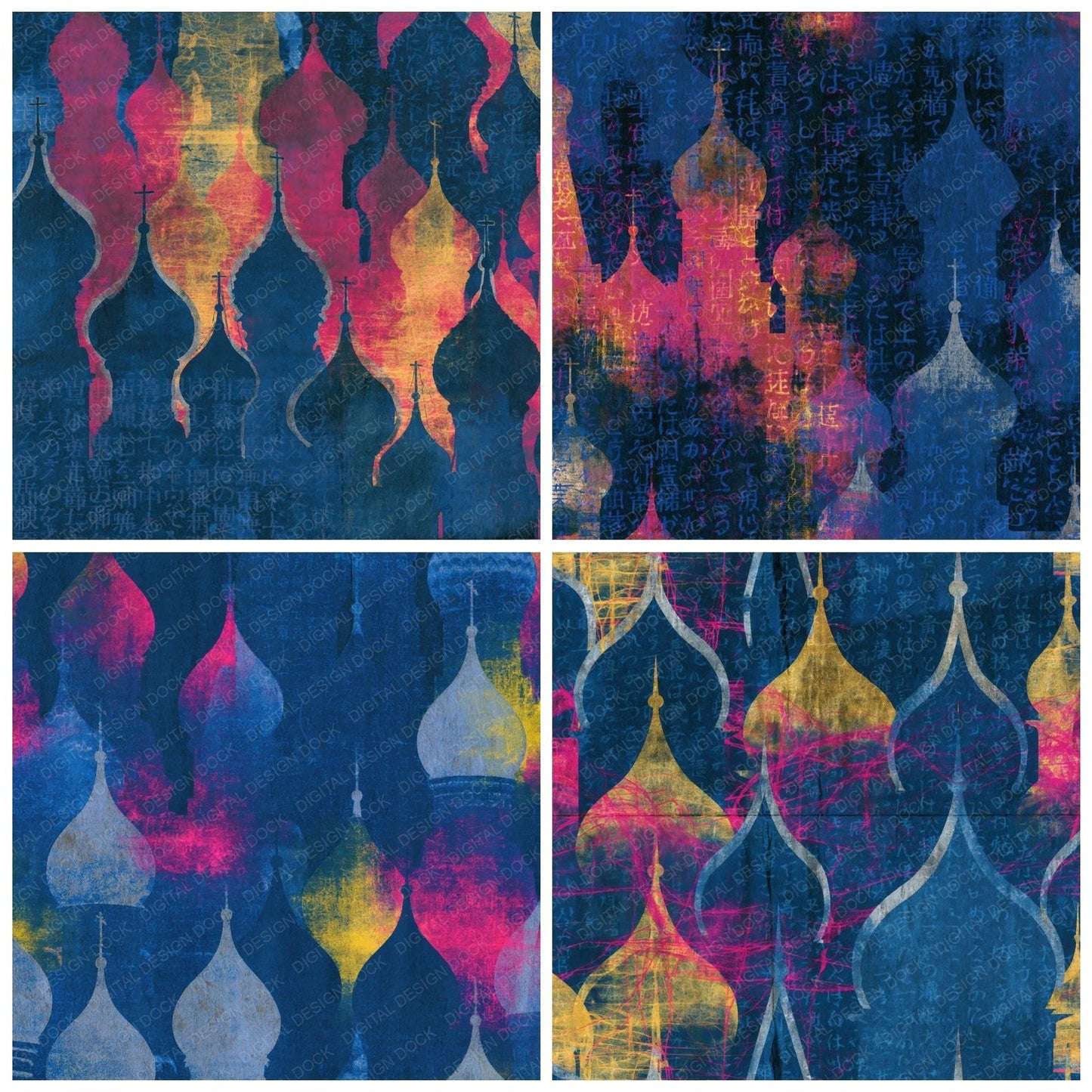 Cyanotype Kremlin Domes Navy Pink Digital Paper Pack (DDD014788)