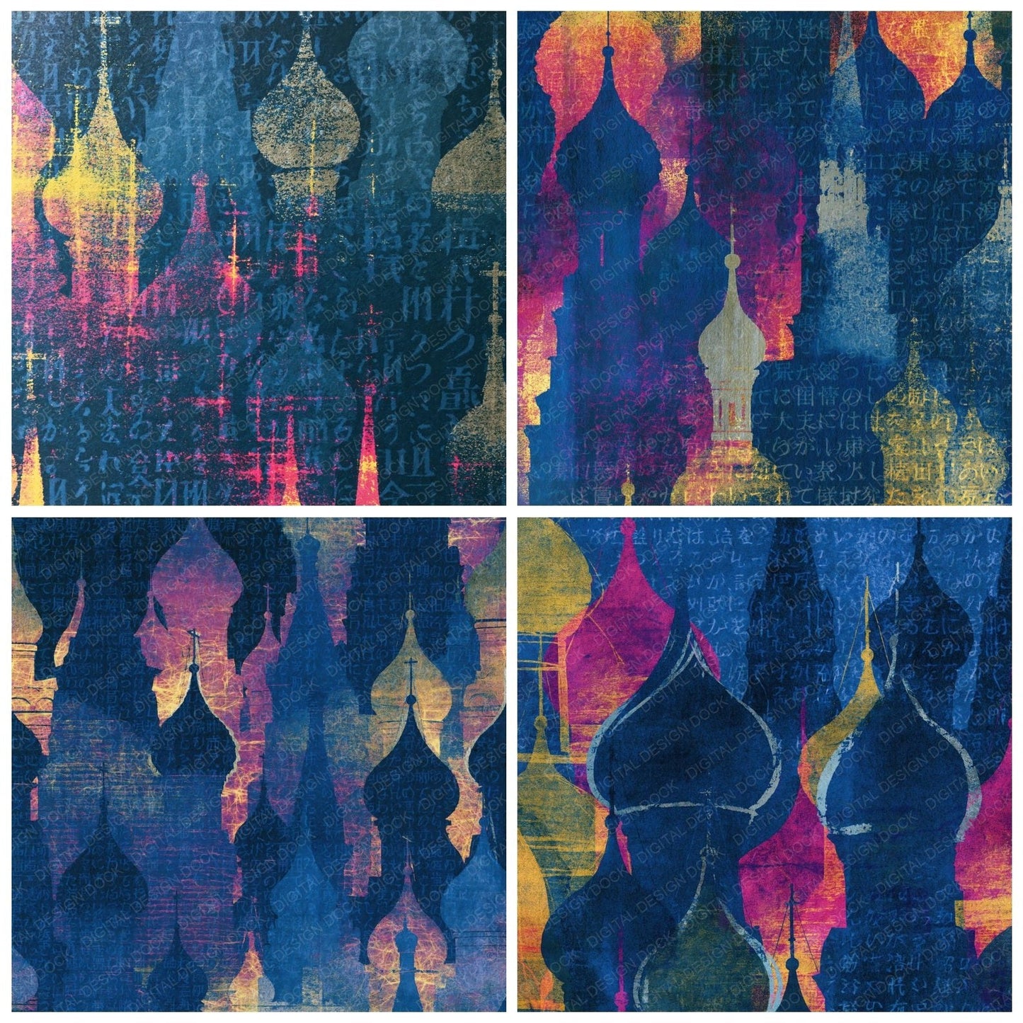 Cyanotype Kremlin Domes Navy Pink Digital Paper Pack (DDD014788)