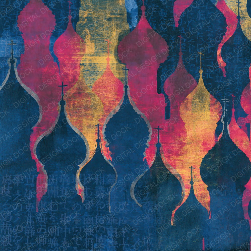 Cyanotype Kremlin Domes Navy Pink Digital Paper Pack (DDD014788)