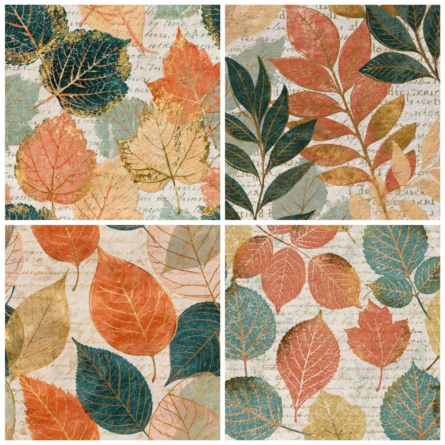 Drypoint Pressed Leaves Peach Mint Digital Paper Pack (DDD014789)