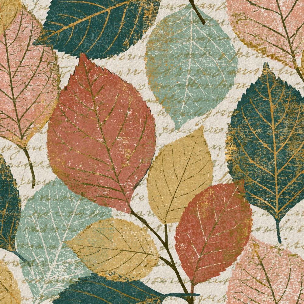 Drypoint Pressed Leaves Peach Mint Digital Paper Pack (DDD014789)