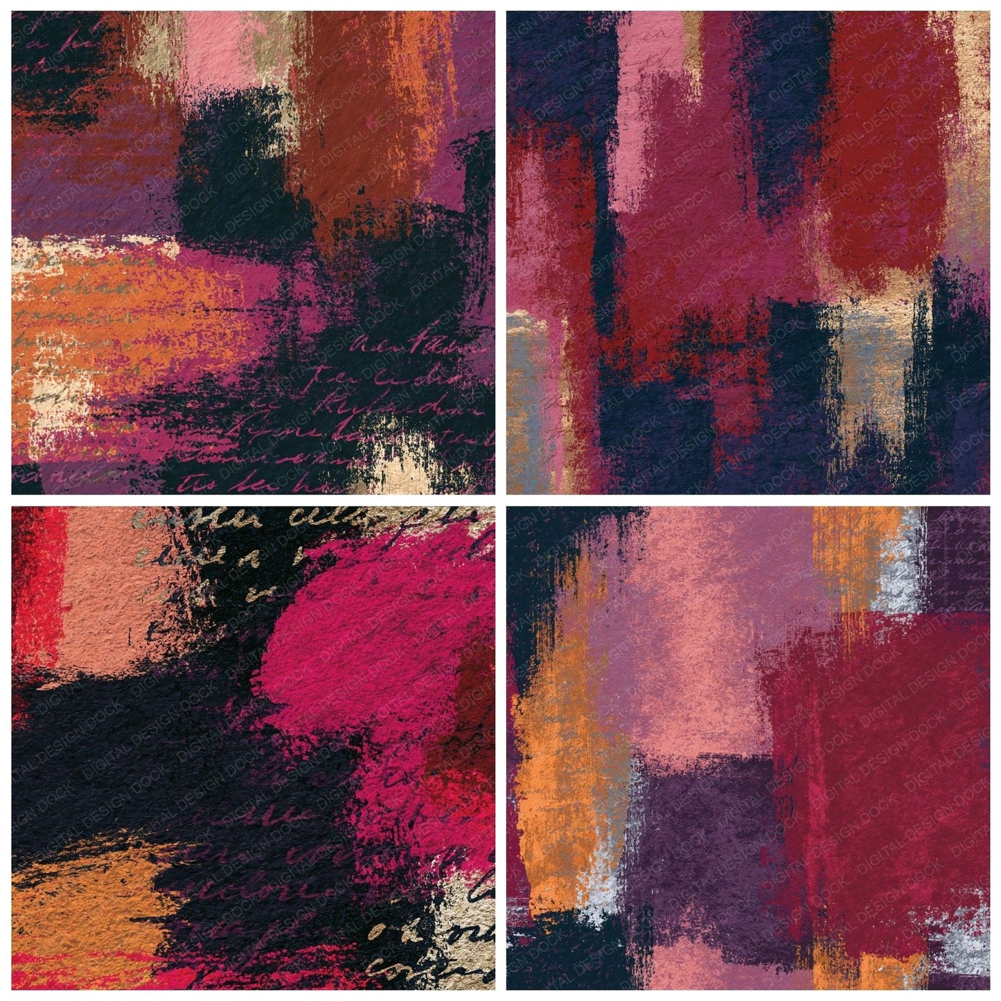 Lithograph Dusty Rose Oxblood Aubergine Tonal Digital Paper Pack (DDD014792)