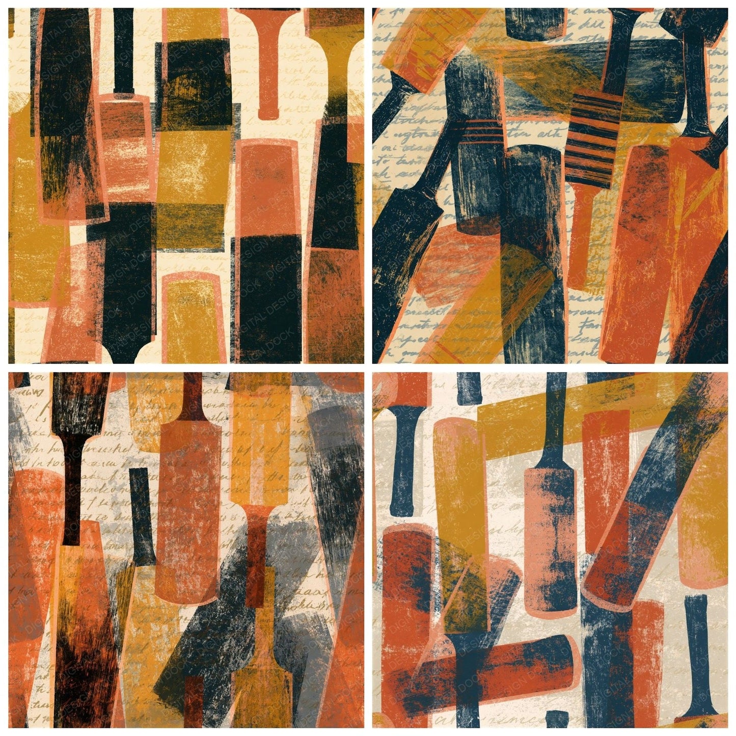 Monoprint Cricket Bats Terracotta Seamless Digital Paper Pack (DDD014793)