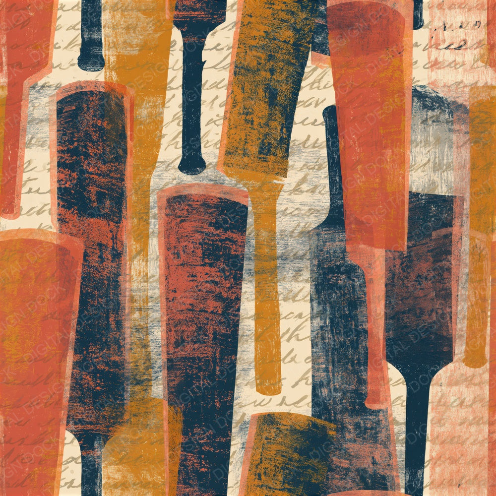 Monoprint Cricket Bats Terracotta Seamless Digital Paper Pack (DDD014793)