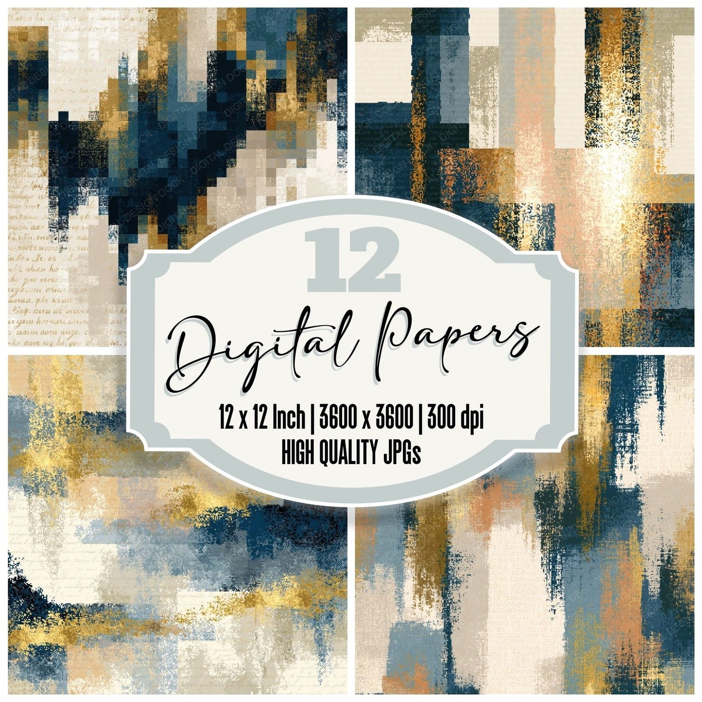 Pixel Slate Sand Ivory Abstract Digital Paper Pack (DDD014796)