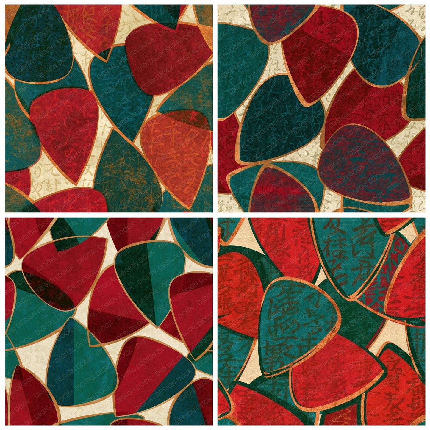 Pop Art Guitar Picks Malachite Burgundy Digital Paper Pack (DDD014797)